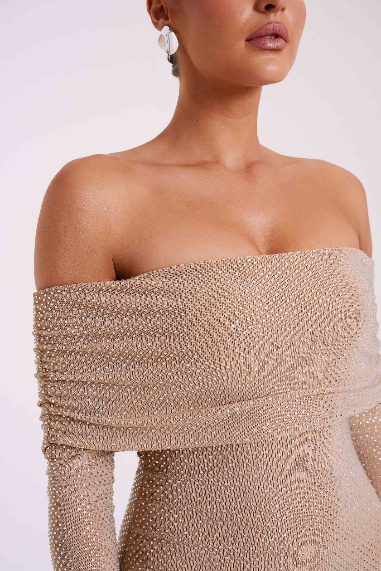 Marcella | Off Shoulder Diamante Dress