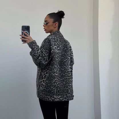 Luipaardprint denimjack