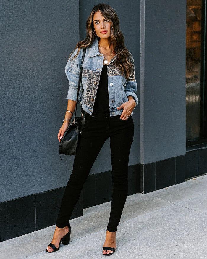 Patchwork | Luipaardprint denimjack