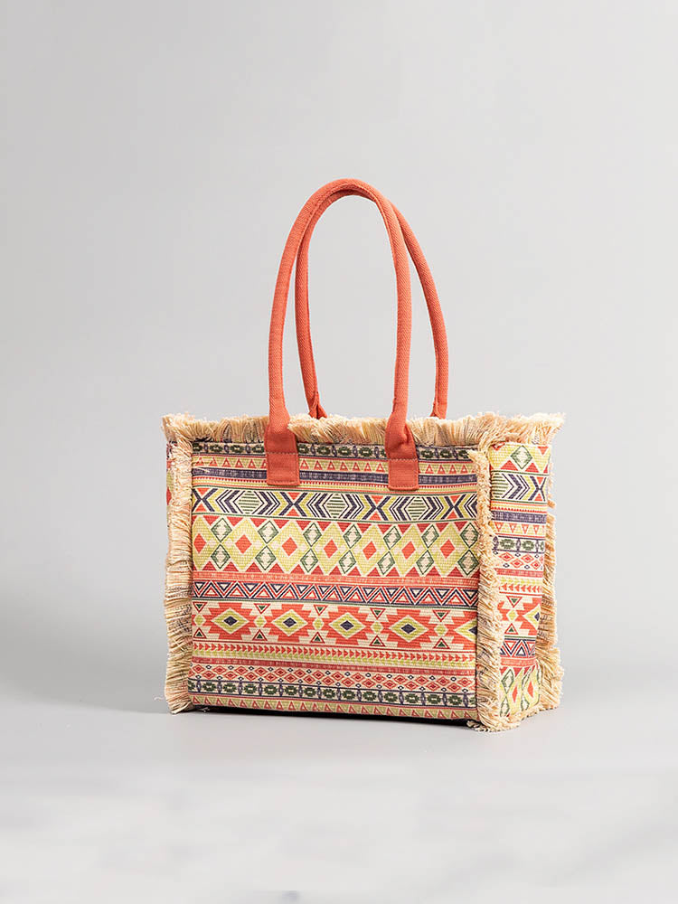 FINOU – Bedrukte Canvas Tas | Retro, Ruim & Kleurrijk
