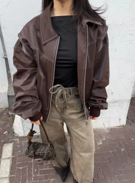 Rosie | Leren Bomber Jas