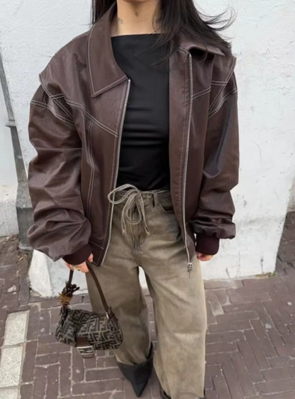 Rosie | Leren Bomber Jas