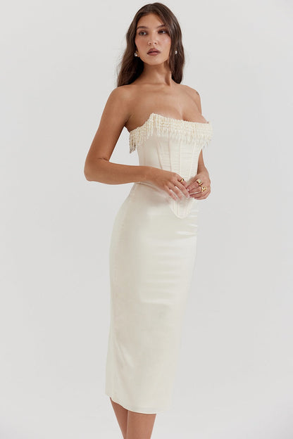 Olivia | Strapless Pearl Dress