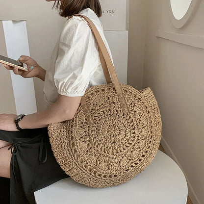 ROXANE | Ronde Handgeweven Rieten Tas