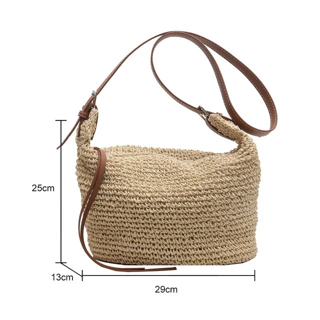 GEORGETTE | Rieten Bucket Bag met Verstelbare Schouderband