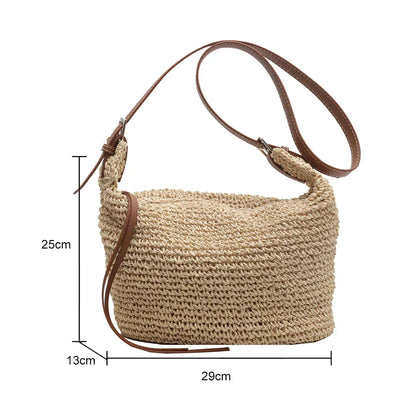 GEORGETTE | Rieten Bucket Bag met Verstelbare Schouderband