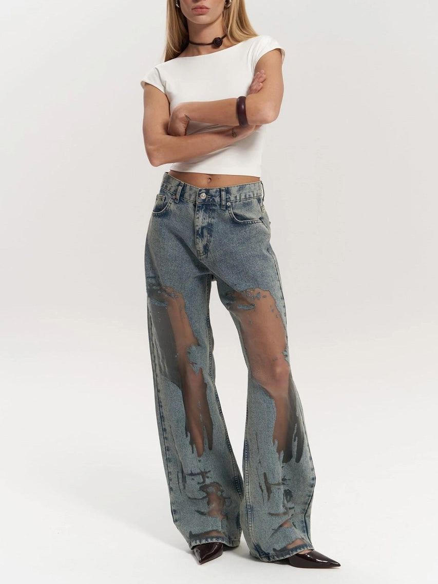 Trixie | Blauwe Transparante Jeans