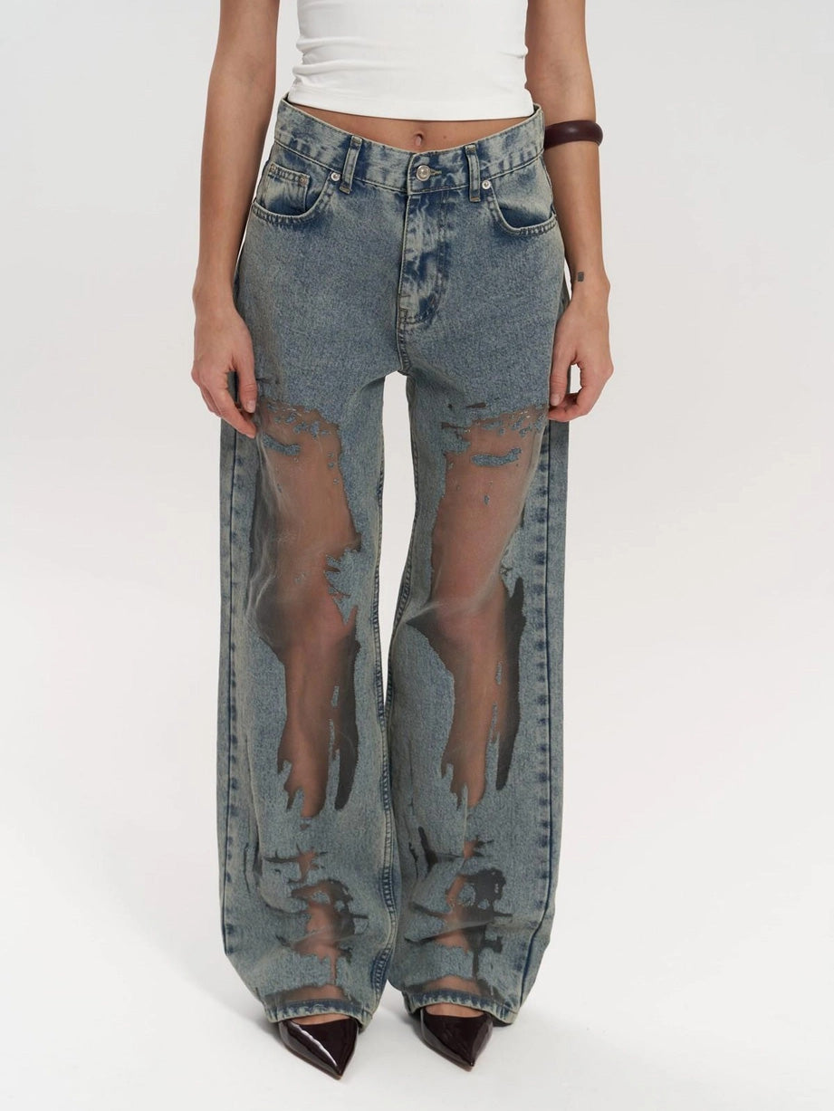 Trixie | Blauwe Transparante Jeans