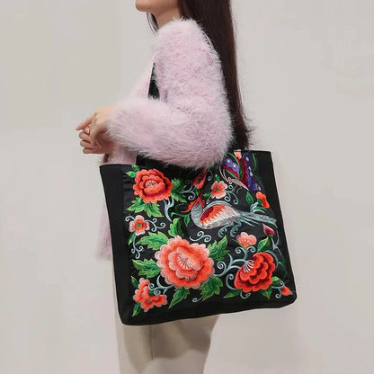 JOLEY | Geborduurde Tote Bag met Bloemenaccenten