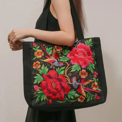 JOLEY | Geborduurde Tote Bag met Bloemenaccenten