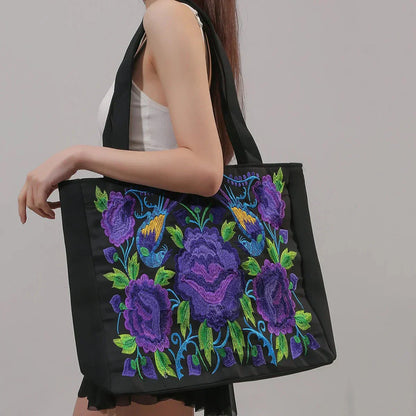 JOLEY | Geborduurde Tote Bag met Bloemenaccenten