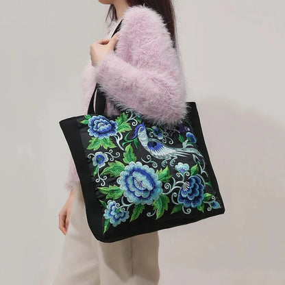 JOLEY | Geborduurde Tote Bag met Bloemenaccenten