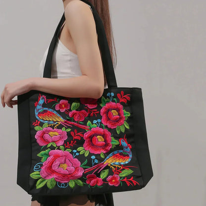 JOLEY | Geborduurde Tote Bag met Bloemenaccenten