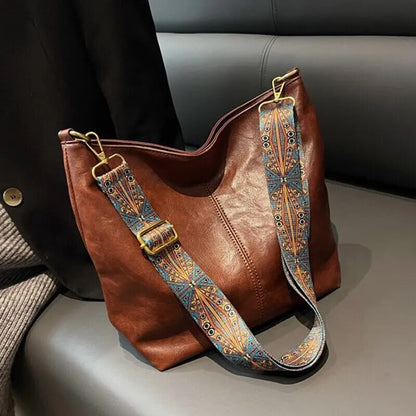 BONA | Leren Handtas – Chique Schoudertas voor Dames met Patroonriem