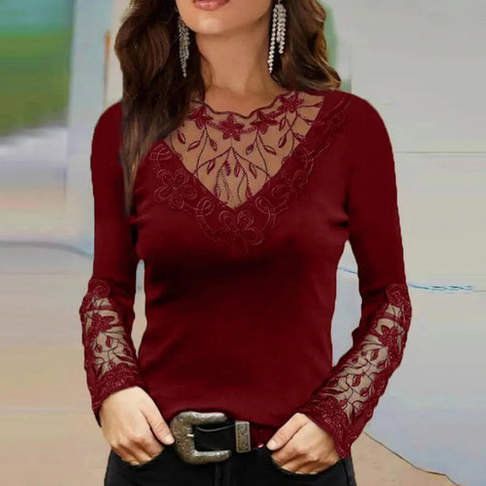 Ketty | V-Hals Kanten Blouse