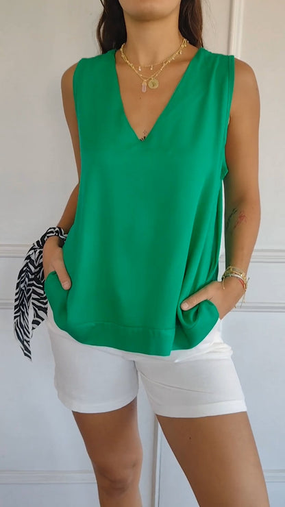 Nellie | Elegante mouwloze top met v-hals