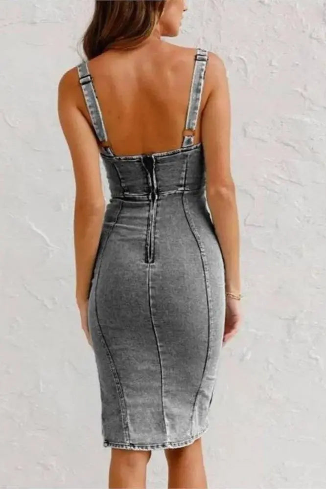 Anna | Denim jurk met verstelbare bandjes