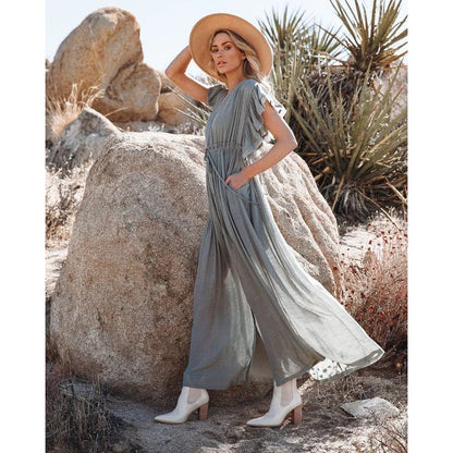 Sara™ | Maxi Groen/Grijze Ibiza Jurk