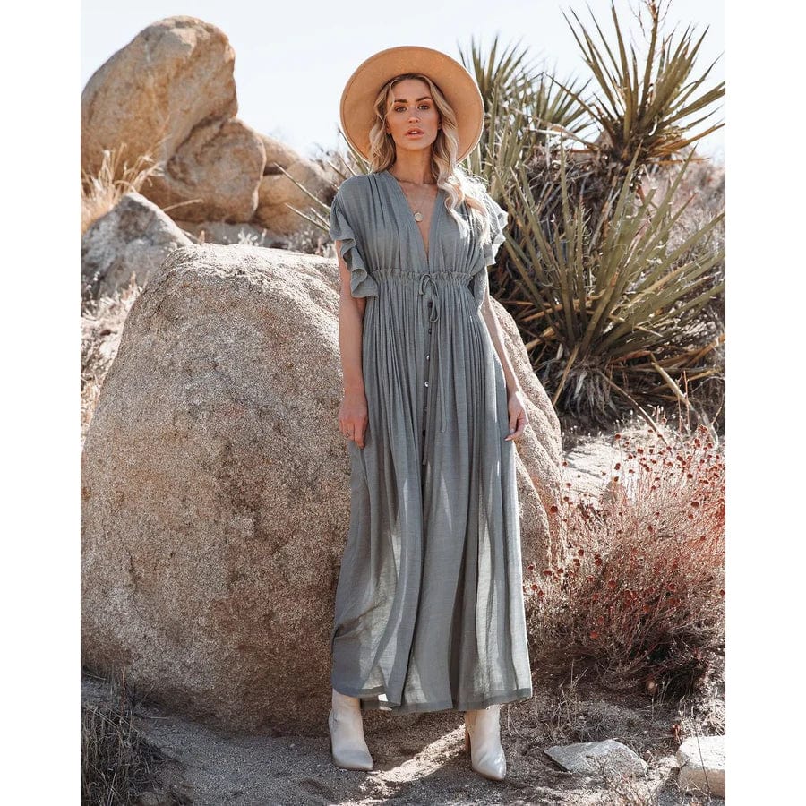 Sara™ | Maxi Groen/Grijze Ibiza Jurk