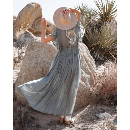 Sara™ | Maxi Groen/Grijze Ibiza Jurk