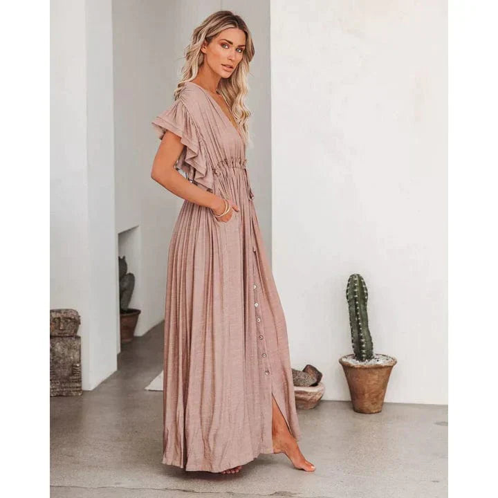 Anne™ | Maxi Taupe Ibiza Jurk