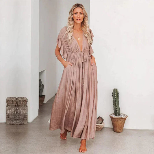 Anne™ | Maxi Taupe Ibiza Jurk