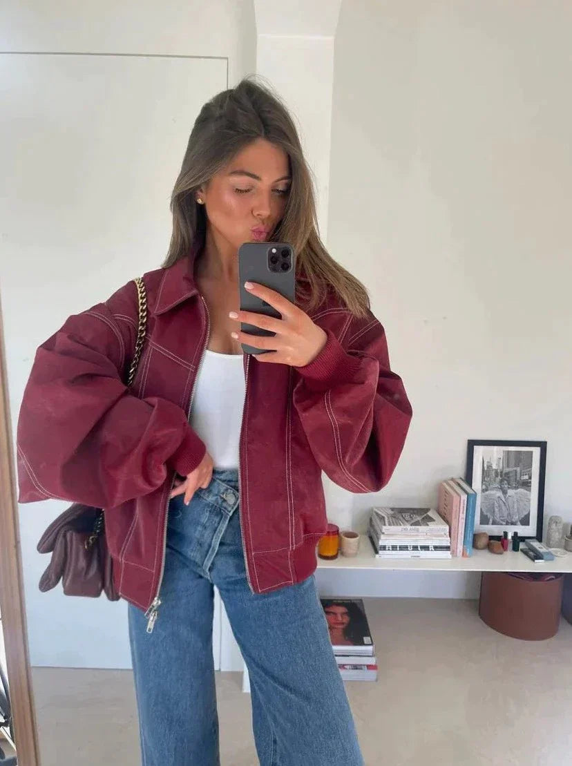Rosie | Leren Bomber Jas