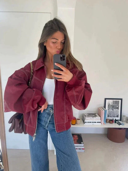 Rosie | Leren Bomber Jas