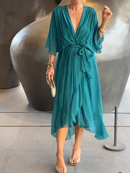 Monica™ | Chiffon jurk met V-hals