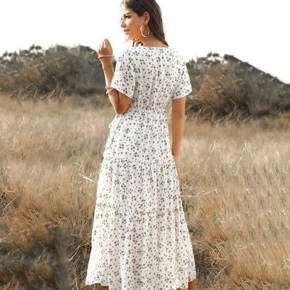 Tess™ | Witte Lange Zomerjurk met Print