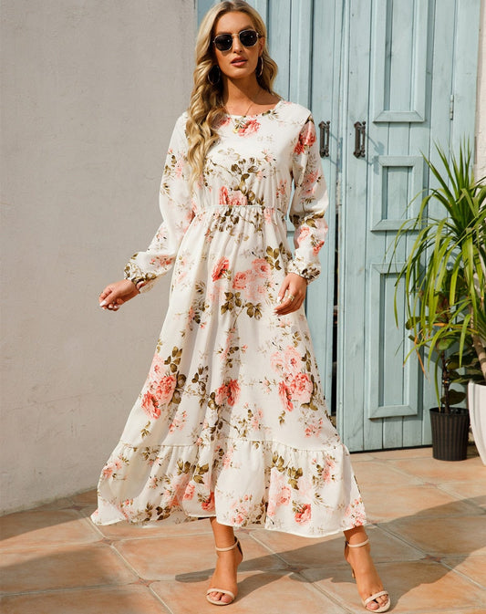 Julia™ | Witte Long Sleeve Maxi Jurk