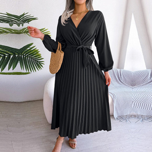 Amy™ | Zwarte Elegante Maxi Jurk Met V-hals